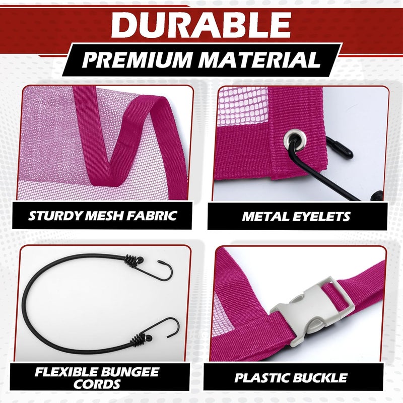 CEMZENFIX Universal Dog Car Net Barrier – Sturdy Mesh, Easy Install, Breathable Design, Easy to Clean, Flexible Bungee Cords for Adjustable Fit 23"×23" (Rose Red) - Image 3